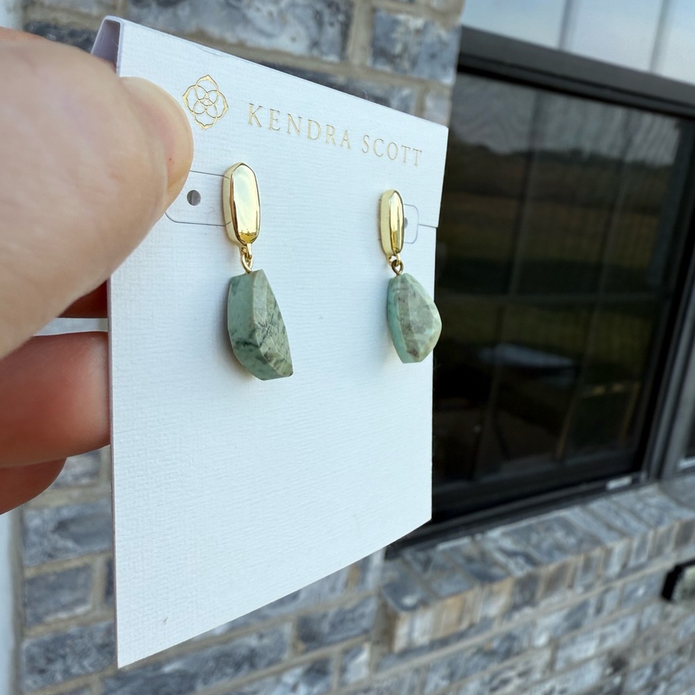 Kendra Scott Gold and Sage Earrings - Picture 2 of 11